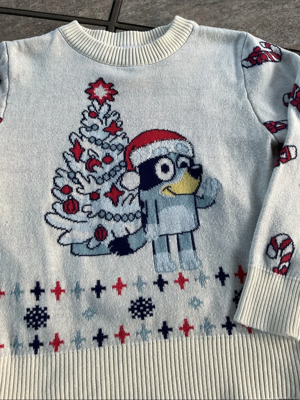 Bluey cream holiday sweater